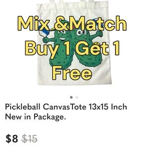 Pickleball CanvasTote 13x15 Inch New in Package.